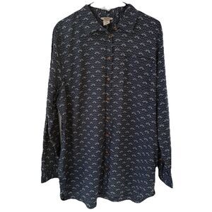 Duluth Trading Co Men’s XL Blue Geometric Hemp/Organic Cotton Button Up Shirt